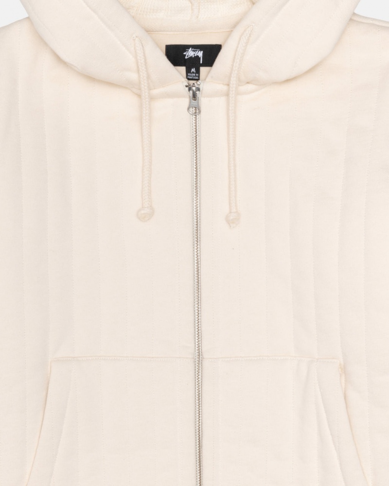 Stussy Vertical Tikattu Zip Hood - Unisex Hoodies Valkoinen | LFISX77187