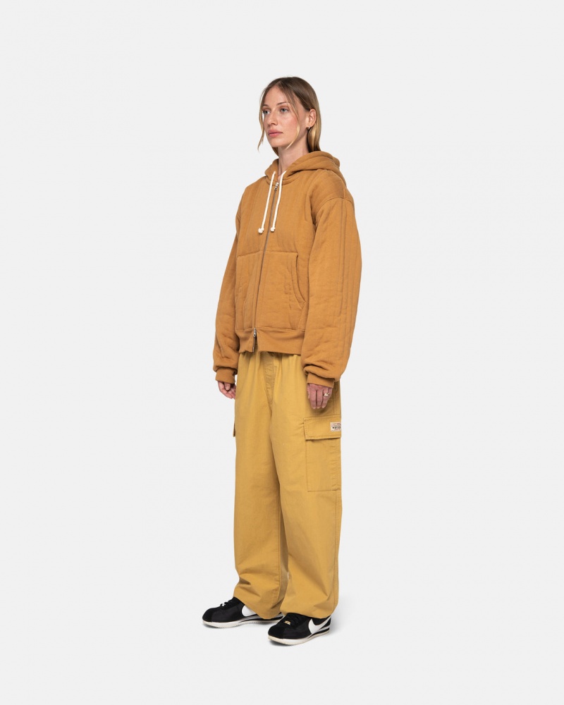 Stussy Vertical Tikattu Zip Hoodie - Unisex Hoodies Ruskea | FIZPD93479