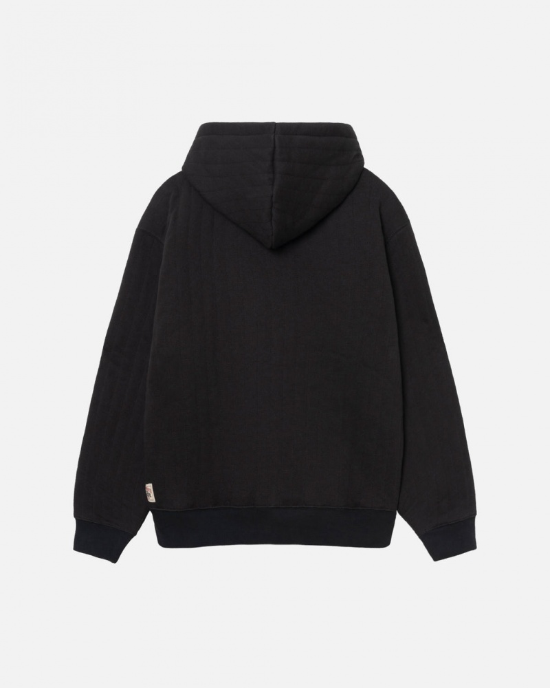 Stussy Vertical Tikattu Zip Hoodie - Unisex Hoodies Mustat | ZFIMJ21456