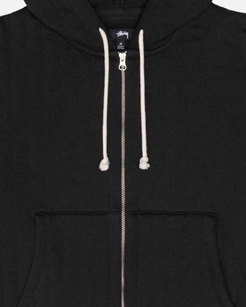 Stussy Vertical Tikattu Zip Hoodie - Unisex Hoodies Mustat | ZFIMJ21456