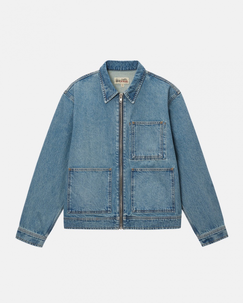 Stussy Zip Työ Jacket Denim - Unisex Jackets Sininen | YFIGT18123