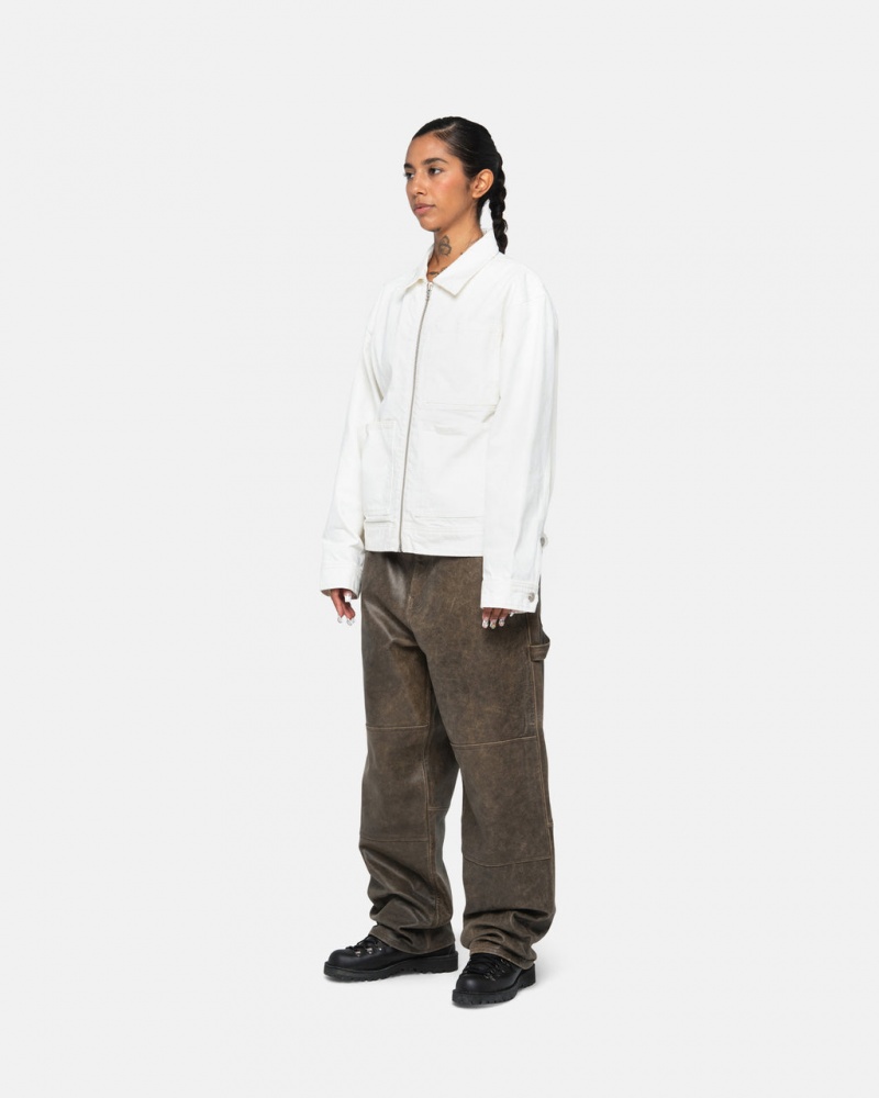 Stussy Zip Työ Jacket Overdyed - Unisex Jackets Beige | FFIHY52942